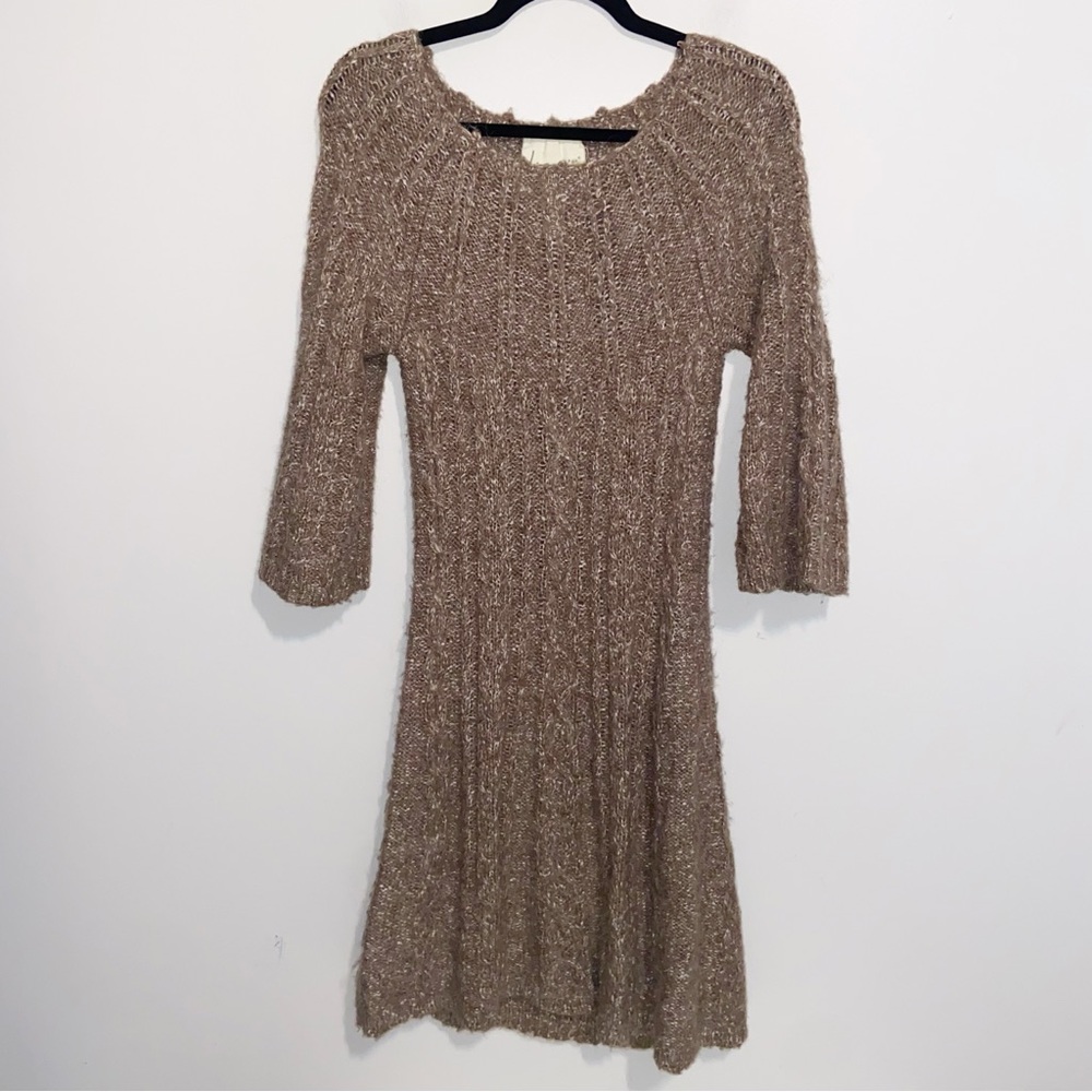 Kenji Sweater Dress Womens Medium Cable Knit Wool Alpaca Blend Fishermans Cozy